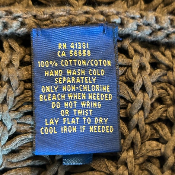 Polo Ralph Lauren Olive Loose Weave Fringe Sweater Top Size Small - Picture 10 of 10